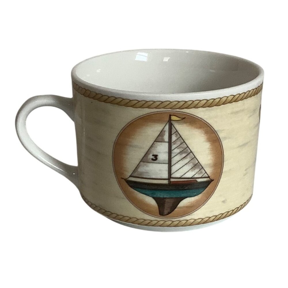 American Atelier‎ Chesapeake Porcelain Mug Nautical Design 3" Sail #3